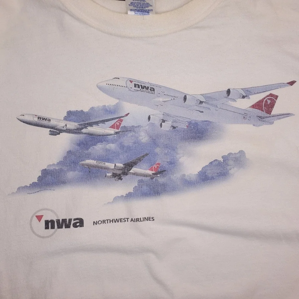 Vintage Northwest Airlines Gildan Heavyweight T-Shirt Size 2XL